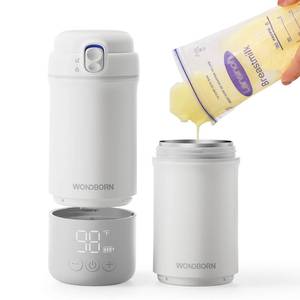 lot 4010 image: WONDBORN Portable Bottle Warmer for Travel, Dishwasher Safe, 3X Faster & Even Heating, 8 Feeds per Charge, 17oz, 1 Precise Adjust, Thaw, Keep Warm, Use While Charging, for Breastmilk & Formula