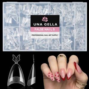 lot 4017 image: UNA GELLA Gel Nail Tips Almond Shape 504pcs Medium Almond Nail Tips Half Cover Upgrade Soft Gel Matte Design for DIY Press On Nails Acrylic False Nails Tips 12 Sizes