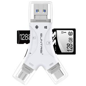 lot 4037 image: SD Card Reader for iPhoneipadAndroidMacComputerCamera,4 in1 Micro SD Card Reader Trail Camera Viewer, Portable Memory Card Reader SD Card Adapter for SD and TF Cards(White)