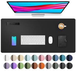 lot 4039 image: Aothia Non-Slip Waterproof PU Leather Desk Pad Protector for Mouse, Writing Desk, Office, Home, Laptop Blotter, 23.6 x 13.7, Black