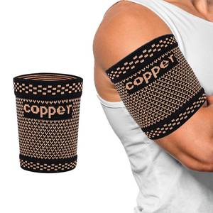lot 4043 image: CUAPVPA Bicep Compression Sleeve 1 Pair,Bicep Tendonitis Brace Triceps Pain Upper Arm Support (GOLD, XX-Large)