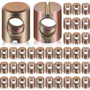 lot 4048 image: Blulu 50 Pcs Metric M6 Barrel Nuts Cross Dowels Slotted Nuts Bunk Bed Replacement Hardware Headboard Hardware Kit for Baby Bed Crib Chairs Furniture M6 x 10 mm x 13 mm(Gold)