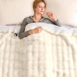 lot 4054 image: Homemate Heated Blanket Electric Throw - 50x60 Heating Blanket Throw 12468 Hours Auto-Off 10 Heat Levels Over-Heat Protection Luxury 800 GSM Faux Fur 200 GSM Sherpa ETL Certification