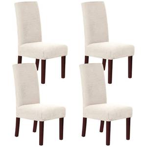 lot 4057 image: H.VERSAILTEX Stretch Dining Chair Covers Set of 4 Chair Covers for Dining Room Parsons Chair Slipcover Chair Protectors Covers Dining, Feature Textured Checked Jacquard Fabric, Ivory