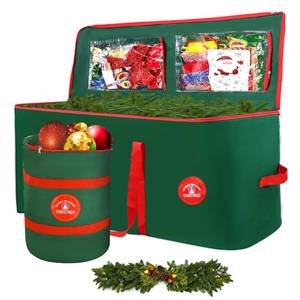 lot 4061 image: Christmas Tree Storage Bag 7.5Ft Tree Storage containers Bags 2 Piece Set with Small Storage Bag for Xmas Decorations (Red)