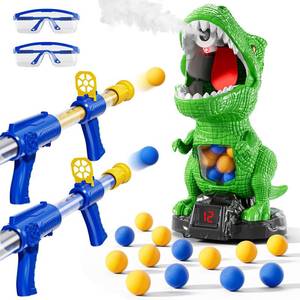 lot 4063 image: NIPLOOOW Dinosaur Shooting Toys for Kids 3-5 Years, Movable Target Shooting Games with 2 Air Pump Launcher, Interactive Competition Game Gift for Boys and Girls Ages 3 4 5 6 7 8 Years Old