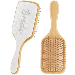 lot 4079 image: Meanplan Bride Hair Brush White Acrylic Rhinestone Bride Wedding Comb Wooden Bamboo Hair Brush Gift for Women Bachelorette Party Decorations Bridesmaid Gift Bridal Shower Wedding