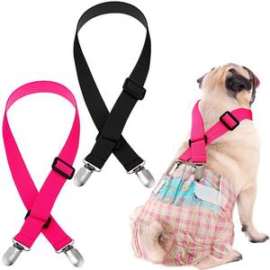 lot 4086 image: Nuanchu 2 Pieces Dog Suspenders for Diapers Female Male Keeper Suspender Diaper Canine Belly Bands Harness on Your Pet for Dog Skirt and Dress for Small Medium and Large(M)