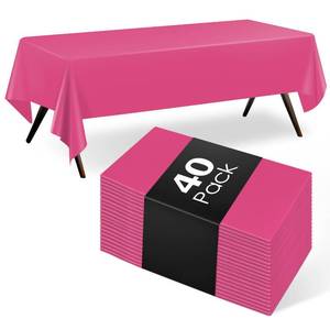 lot 4091 image: Kongdaoth 40 Pack Hot Pink Plastic Tablecloth Disposable Tablecloths 54x 108 Rectangle Plastic Table Cover Disposable Table Cloth for Party