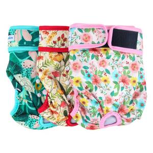 lot 4115 image: Leekalos Reusable Washable Dog Diapers Female (3 Pack) - Highly Absorbent Doggie Diapers - Size Adjustable Puppy Diapers for Dog Period Panties (Medium, Flora)