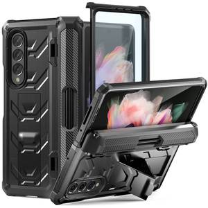 lot 4117 image: FONREST Rugged Case Armor for Samsung-Galaxy-Z-Fold-3 w Built-in Kickstand S Pen Holder Screen Protector Hinge Protection, Heavy Duty Shockproof Protective Cover NOT FIT Z Fold 42 (Black)