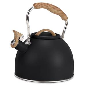 lot 4122 image: Tea Kettle, Vegoran 100 OZ  3 Liter Whistling Tea Kettle, Tea Pots for Stove Top Food Grade Stainless Steel with Wood Pattern Folding Handle, Loud Whistle Kettle for Tea, Coffee, Milk (Black)