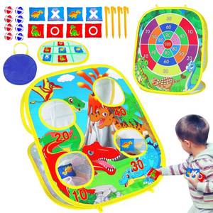 lot 4125 image: 3 in 1 Bean Bag Toss Game for Kids, Toddler Toys for 2 3 4 5 Year Old Boys Girls Christmas Birthday Gifts, Dinosaur Cornhole Party Carnival Games Backyard Outdoor Outside Toys Ages 1-3 2-4 4-8 Easter