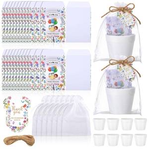 lot 4135 image: ForraFun 50 Sets Baby Shower Seed Packet a Little Wildflower is on The Way Party Favor Seed Packets White Flowerpot Thank You Tags and Organza Bags for Wildflower Baby Shower