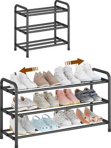 lot 4140 image: KANAV Expandable Shoe Rack Organizer 3-Tier Shoe Shelf for Closet, Entryway &amp Front Door Space-Saving Shoe Storage Solution