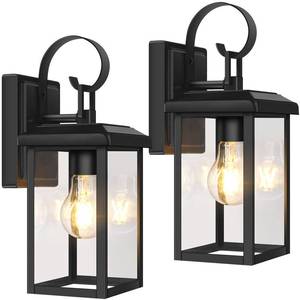 lot 4152 image: BesLowe 2-Pack Outdoor Wall Light Fixtures, Exterior Lighting Fixtures Wall Mount, Waterproof Porch Lights Outdoor Wall Sconces Lanterns, Modern Outside Lights for House Front Door Garage, Black