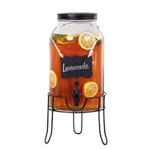 lot 4153 image: 1.5 Gallon Glass Drink Dispensers for Parties, Ice Beverage Dispensers with Stand, Glass Water Dispenser with Spigot, Laundry Detergent Dispenser, Lemonade Dispenser