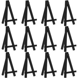 lot 4160 image: Chuangdi 12 Pieces 5 Inch Black Mini Wood Display Easel, Holder for Small Canvases, Cards, Photos, Notices, Etc