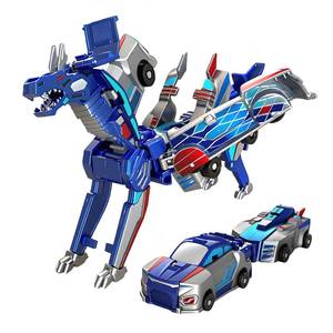 lot 4161 image: Collision Transforming Dinosaur Car Toy -2-in-1 Magnetic Cars Convert to Dinosaur Robot, Crash-Activated Deformation Toy No Battery Needed, Valentines Day Birthday Gift for Boys Girls Age 3-12 (Blue)