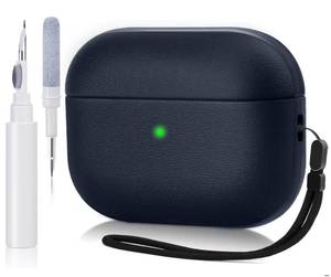 lot 4162 image: AirPods 4 Case Cover with Cleaning Kit, Premium Leather Texture Full Body Protective Case for Apple AirPods 4th Generation, Shockproof &amp Anti-Scratch with Front LED Visible Matte Blue
