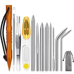 lot 4163 image: Ferraycle 12 Pcs Paracord Fid Set Stainless Steel Knotter Tools Marlinspike Set Paracord Stitching Lacing Stitching Needles and Smoothing Tool Knotter Tools for Work Leather Weaving (Orange)