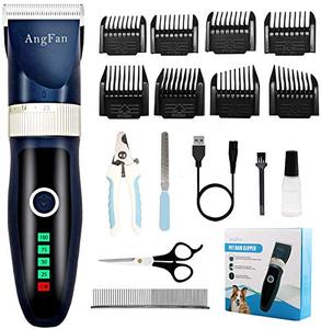 lot 4171 image: ANGFAN Dog Clippers for Grooming, 16pcs Dog Grooming Kit for Small & Large Dogs, Professional Cordless Dog Hair Clippers with Low Noise, Rechargeable Pet Grooming Tools for Cats & Dogs