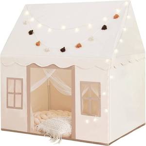 lot 4181 image: Play Tent with Mat, Star Light, Large Kids Playhouse with Windows Easy to Wash, Indoor and Outdoor Play Tents for Kids, Little Dove Toys for Girls, Boys, 47x40x52 (Beige Playhouse, Large Size)