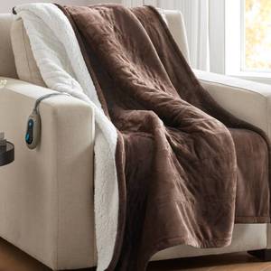 lot 4183 image: Beautyrest Heated Throw Blanket, Electric Throw, Soft, Warm, Reversible Plush - Sherpa, 3 Heat Settings, 2 hr Auto Shut Off, Machine Washable, 50 x 60 Brown