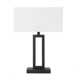 lot 4190 image: Yosoan White Indoor Table Lamp Bedside Nightstand Desk Lamp, Dimmable On Off Switch Black 65.8 Power Cord Cutout Rectangular White Fabric Shade for Bedroom Hotel Study
