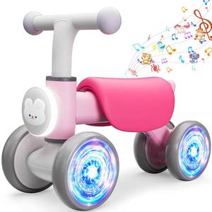 lot 4194 image: Toddler Toys Balance Bike for 1 Year Old Girl Gifts,4 Wheels Colorful Lighting with Music Baby First Bike,Toddler Girl Toys Balance Bike for 1st 2 Year Old Birthday Gifts