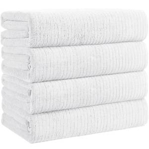lot 4207 image: Lunoku Bath Towels Set of 4 Extra Large 35 x 70 Inches,Luxury Thick High Absorbent and Quick Dry Bath Sheet,Ultra Soft Microfiber,Bathroom,Beach,Yoga,Sport,SPA,Fitness (White)