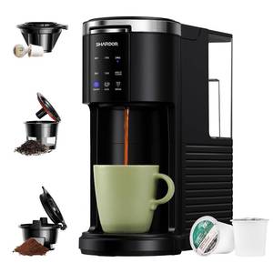 lot 4209 image: SHARDOR 3 in 1 Single Serve Coffee Machine, K Cup Coffee Maker Compatible with Ground Coffee & Teas, 6 to 14oz Brew Sizes, 40oz Removable Water Tank, Descale Settings, Black