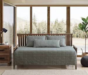 lot 4216 image: Eddie Bauer - Daybed Set, Reversible Cotton Bedding with Matching Shams & Decorative Pillow Cover, Luxurious Bedding Set (Troutdale Green, Daybed)
