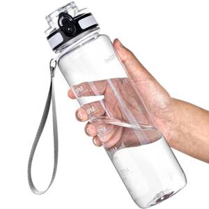 lot 4229 image: OLDLEY Water Bottle, 32oz Motivational Sports Water Bottle with Time Marker - Times to Drink - Tritan, BPA Free, Wide Mouth Leakproof, Clear (1 Bottle)