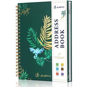 lot 4234 image: JUBTIC Hardcover Address Book with Alphabetical Tabs, Spiral Bound Address Book with Refillable Pages Medium Telephone Book incl. Address, Password, Tel, Email, Important Date for Home Office - Green