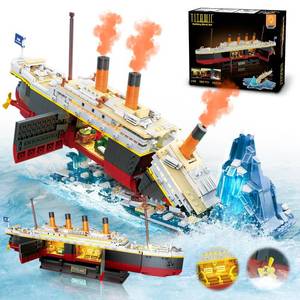 lot 4243 image: INSOON Titanic Building Set with Light, 2 in 1 Titanic Ship 3.6mm Mini Building Block 1883 PCS, Ship Model with Glacier Display Stand, Building Brick Toy Gift for Adults Teens Boys Girls 10 11 12
