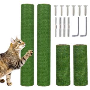 lot 4245 image: PowerKing Natural Sisal Replacement Scratching Post, 4 Pieces M8 Cat Scratch Post Refill Pole Parts for Refurbishment, White, Include Screws (Green-15.715.77.877.87)