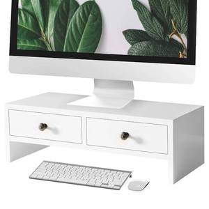 lot 4246 image: WELLAND Monitor Stand Riser with Drawers, Computer Monitor Stand, Desktop Organizer Stand for Laptop, PC, Office Supplies, White