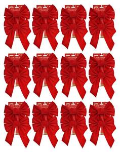 lot 4247 image: Set of 13 Red Velvet Festive Holiday Christmas Bows - Perfect as Tree Ornaments - Tree Filler - Decorative Ornaments - Perfect for Preparing for The Holidays