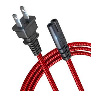 lot 4248 image: Power Cord, 10FT3M Goalfish AC Power Cable 7A 125V TV Power Cord 18AWG Braided 2 Prong Power Cable Replacement for PS5, PS4, PS3, Xbox, Speaker, Monitor, Samsung LG TV, Printer, Camera -Red