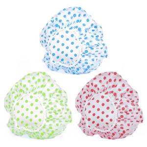 lot 4256 image: 3PCS Shower Caps, Elastic Reusable Waterproof Plastic Shower Cap for Women Ladies Spa Salon (RedGreenBlue)