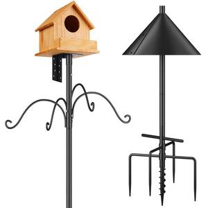 lot 4282 image: Bird Feeders Pole, House Pole 92 Inch, Adjustable Heavy Duty Feeder Stand Feeding Station with Sturdy Anchor Squirrel Proof Baffle for Watching (Bird Not Included)