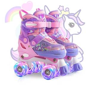 lot 4287 image: METROLLER Kids Roller Skates Girls Ages 4-6 5-8 8-12 Adjustable Toddler Roller Skates Shining Wheels Little Unicorn Sports Outdoors