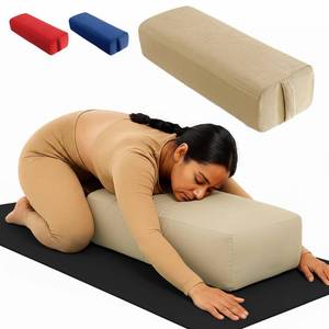 lot 4295 image: Rectangular Yoga Bolster Pillow for Meditation, Yoga &amp Back Support Soft Meditation Cushion with Removable Hand Wash Cotton Cover &amp Carry Handle (beige)