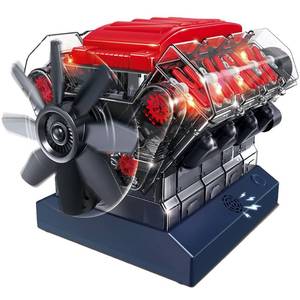 lot 4300 image: Playz V8 Combustion Engine Model Kit That Runs - Build Your Own STEM Mini V8 Model Engine Kit for Adults & Kids Age 12, Visible V8 Mini Engine Kit That Works for Adult w 270 STEM Parts