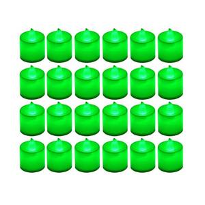 lot 4309 image: LANKER 24 Pack Flameless Led Tea Lights Candles, Flickering Green Battery Operated Electronic Fake Candles, Decorations for Party, Christmas, Halloween and Festival Celebration (Green)