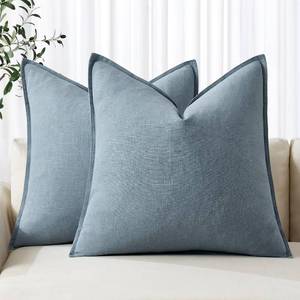lot 4316 image: MIULEE Decorative Linen Pillow Covers 18x18 Inch Blue Grey Boho Farmhouse Neutral Couch Throw Pillows for Bed Pack of 2 Accent Coastal Modern Pillowcase Summer Sofa Livingroom Home Decor