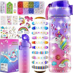 lot 4326 image: BOOH Gifts for Girls 4-12, Decorate Your Own Water Bottle Kits for Girls, Unicorn Diamond Painting Toys & Friendship Bracelet Kit, Fun Arts Crafts for Kids Ages 4-6-8-10, Birthday Gifts Toys for Kids