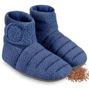 lot 4329 image: REVIX Microwave Booties for Cold Feet & Discomfort Relief, Heated Slippers for Women & Men with Moist Heat Therapy, Microwavable Foot Warmers for Home & Bed Use, Adjustable Non-Slip Slippers, Navy L