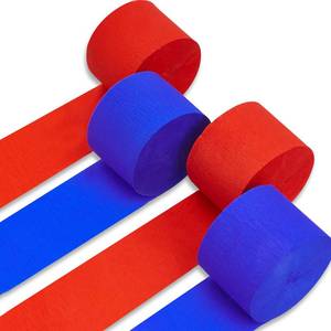 lot 4337 image: PartyWoo Red and Blue Crepe Paper Streamers 4pcs 328ft Pack of Red and Blue Crepe Paper Streamers for Birthday Engagement Baby Shower Bachelorette Graduation Wedding Independence Party Decorations